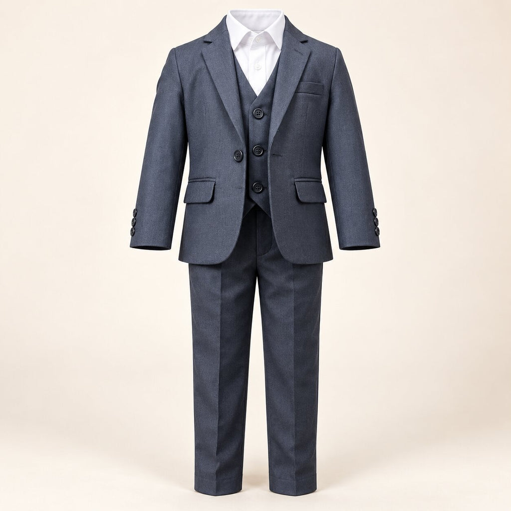 Baby Boy 4 Piece Plain Charcoal Grey Formal Suit