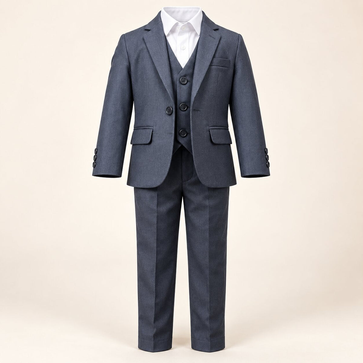 Baby Boy 4 Piece Plain Charcoal Grey Formal Suit