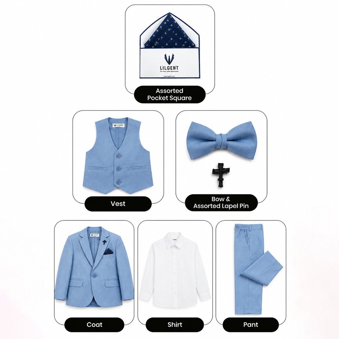 Baby Boy 4 Piece Light Blue Coat Formal Suit