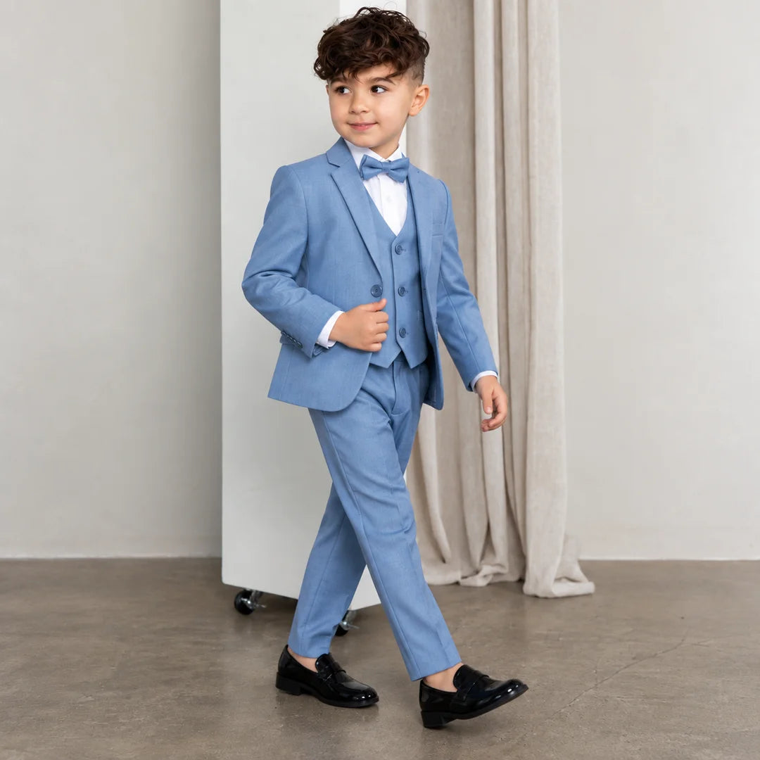 Baby Boy 4 Piece Coat Formal Suit Light Blue