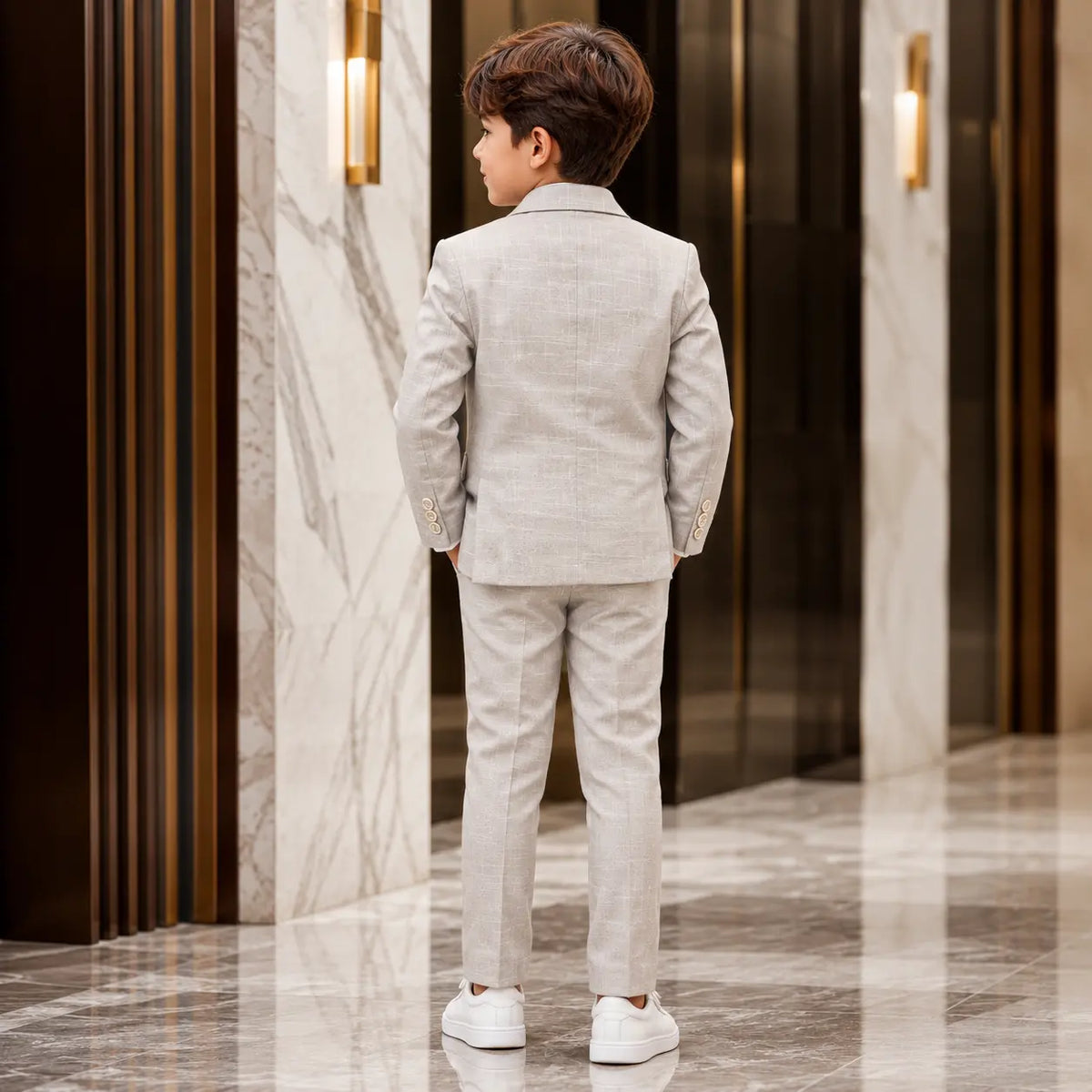 Skin Baby Boy 3 Piece Cotton Linen Formal Suit with White T-shirt