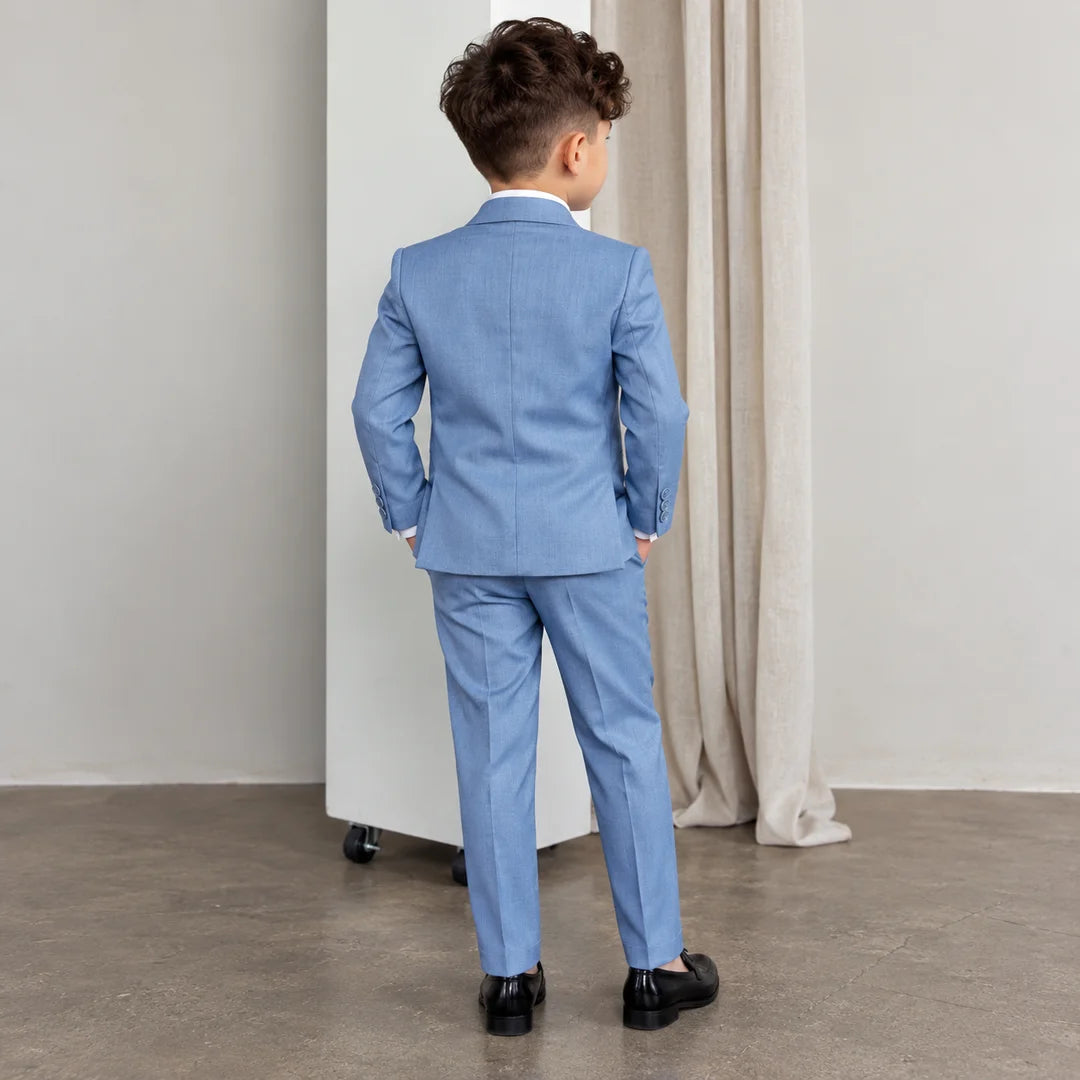 Baby Boy 4 Piece Coat Formal Suit Light Blue