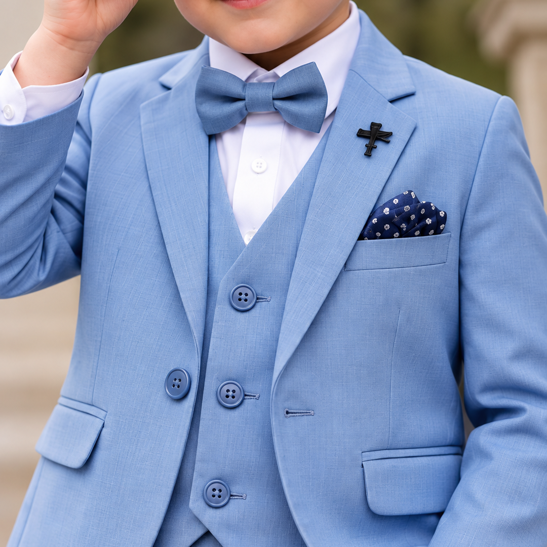 Baby Boy 4 Piece Light Blue Coat Formal Suit