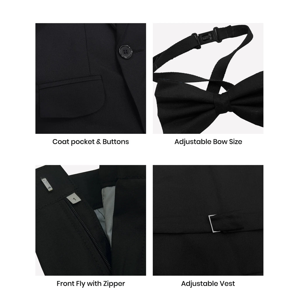 Baby Boy 4 Piece Plain Black Formal Suit
