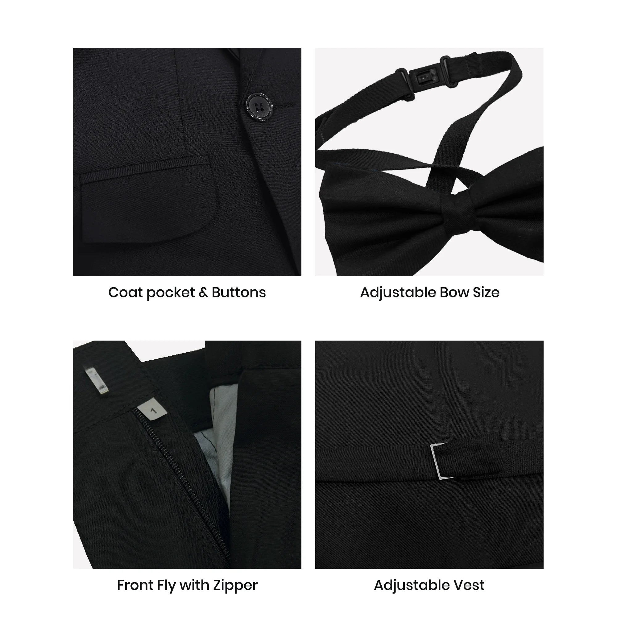 Baby Boy 4 Piece Plain Black Formal Suit