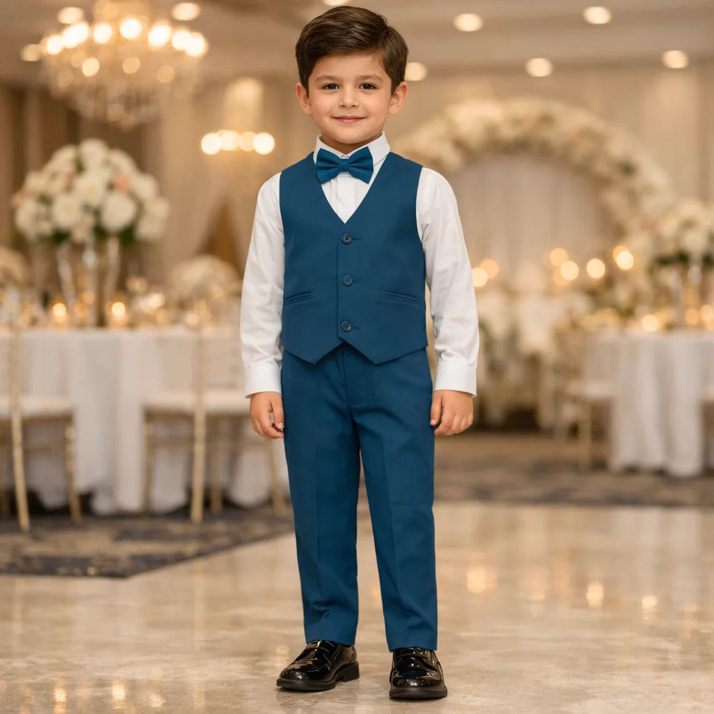 Baby Boy Marine Blue Waistcoat Formal Set