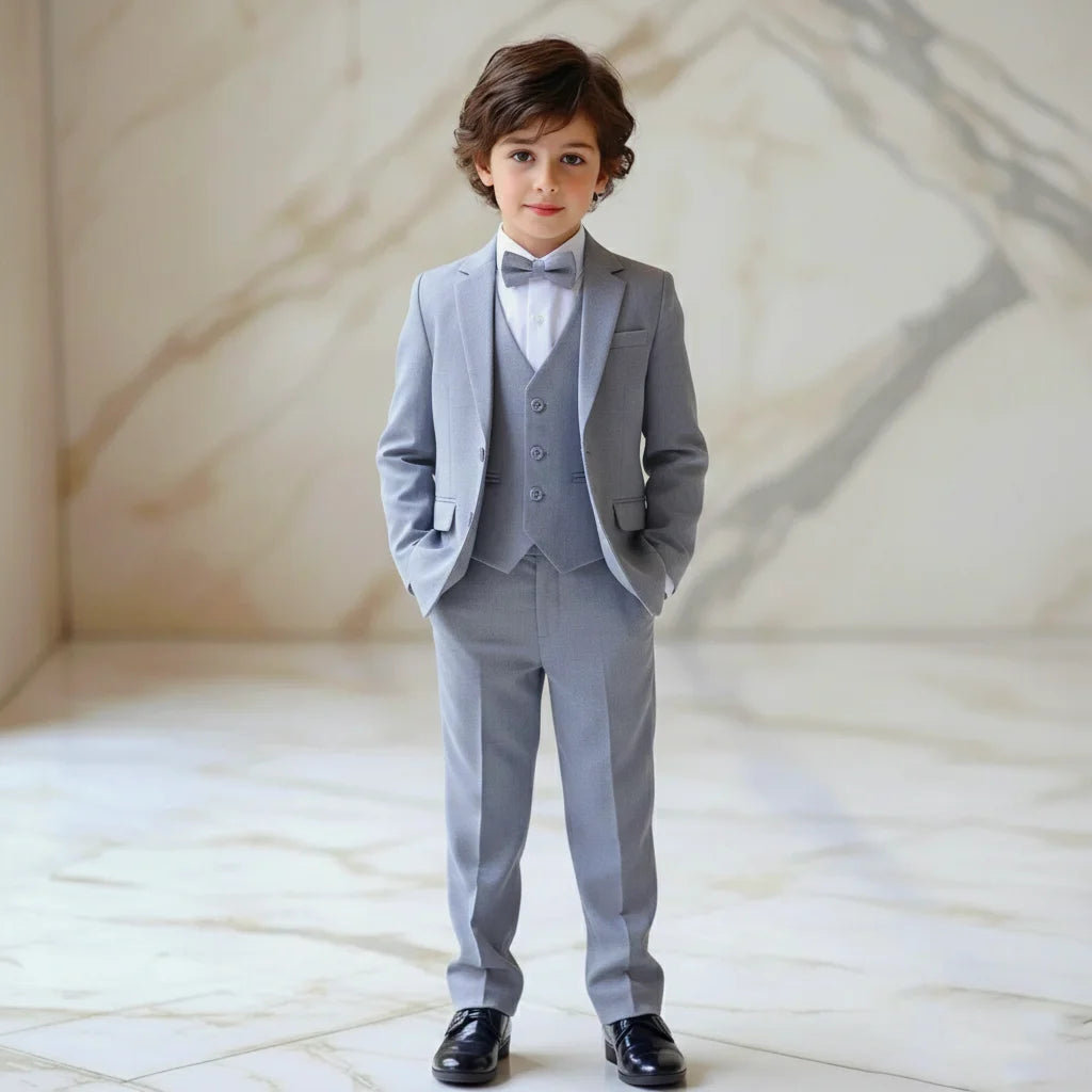 Baby Boy 4 Piece Plain Grey Formal Suit
