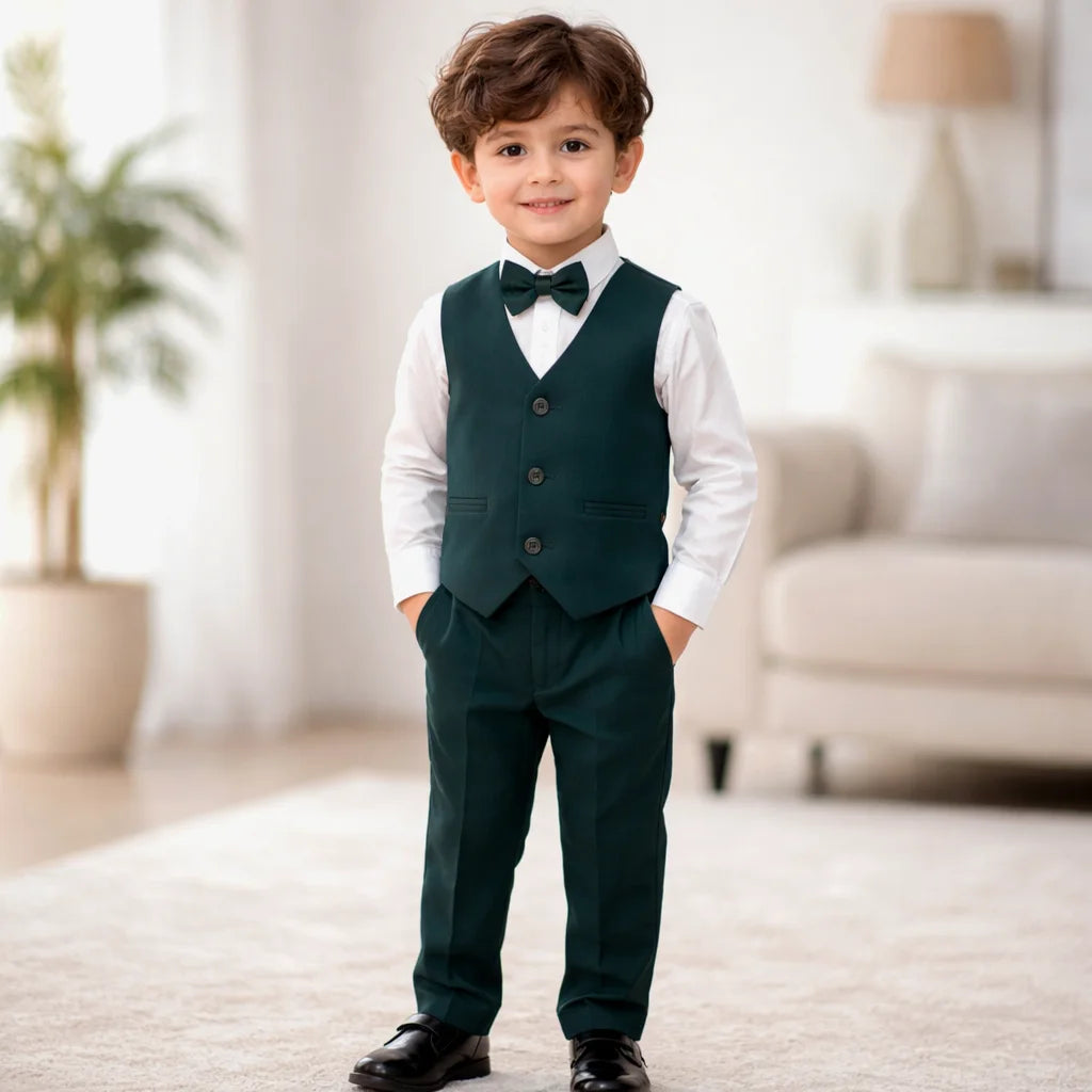 Baby Boy Bottle Green Waistcoat Formal Set