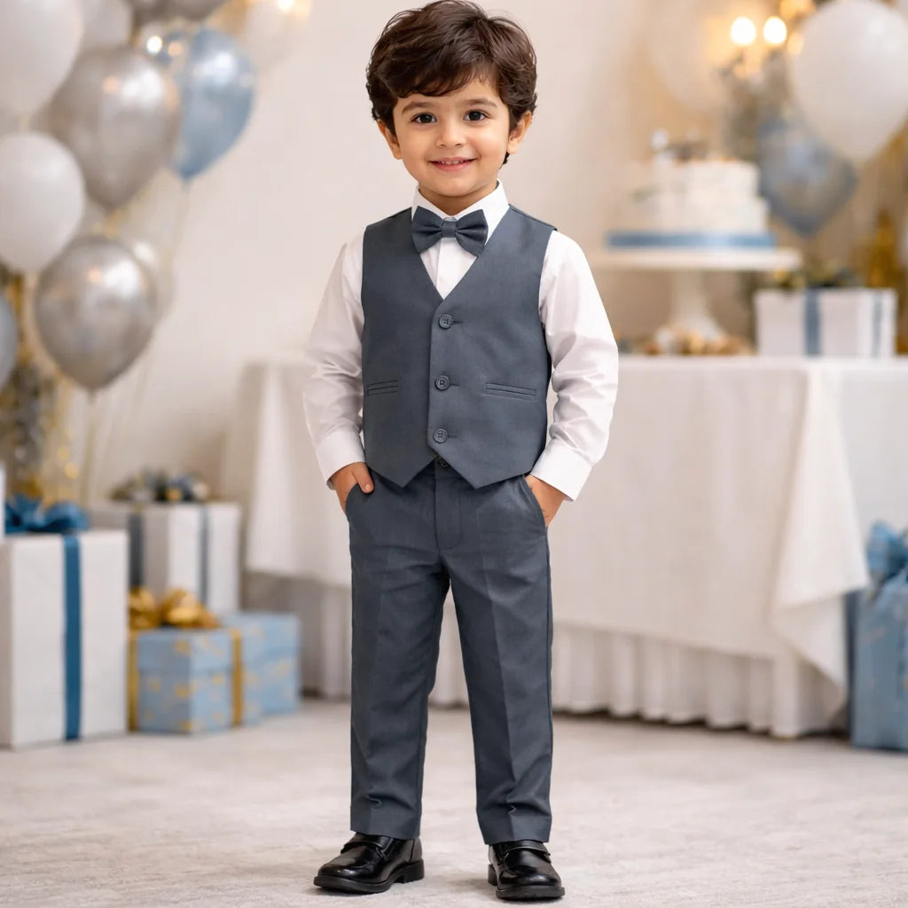 Baby Boy Medium Grey Waistcoat Formal Set