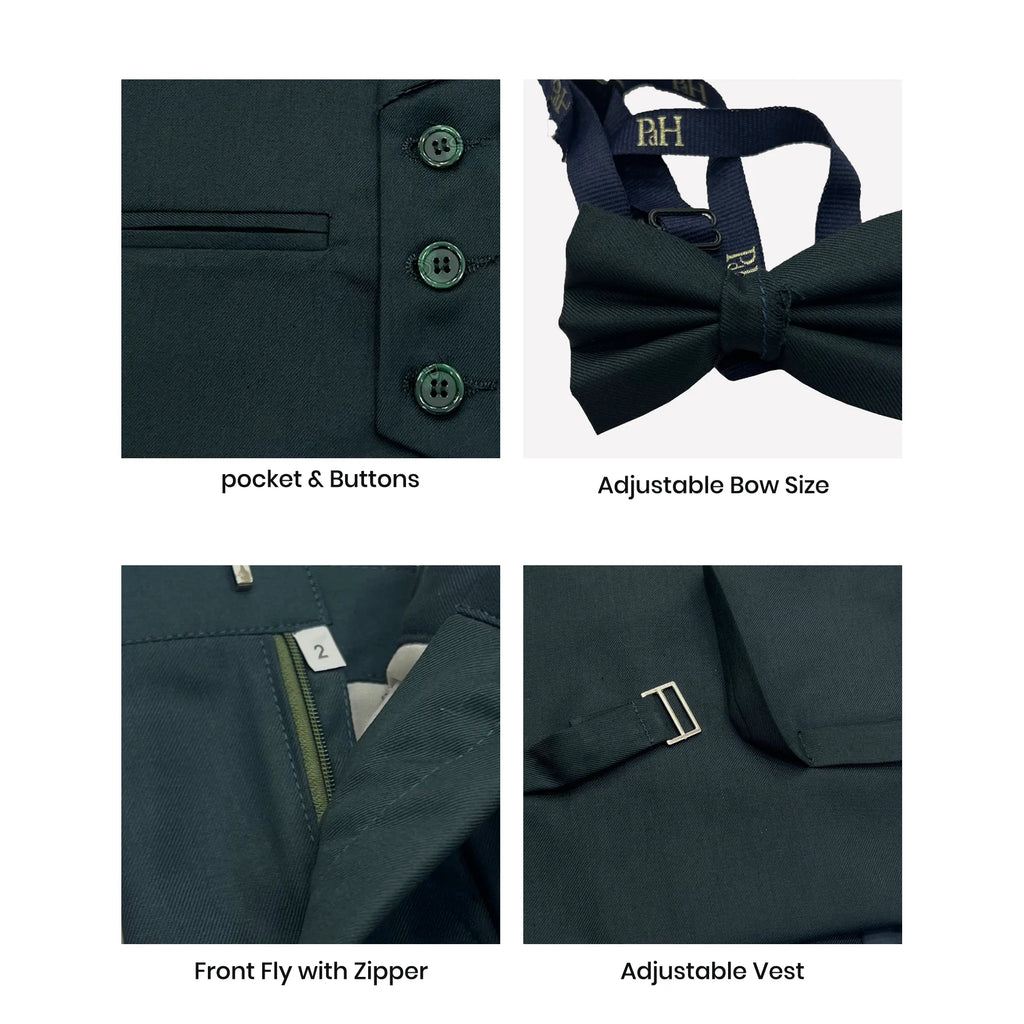 Baby Boy Dark Green Waistcoat Formal Set