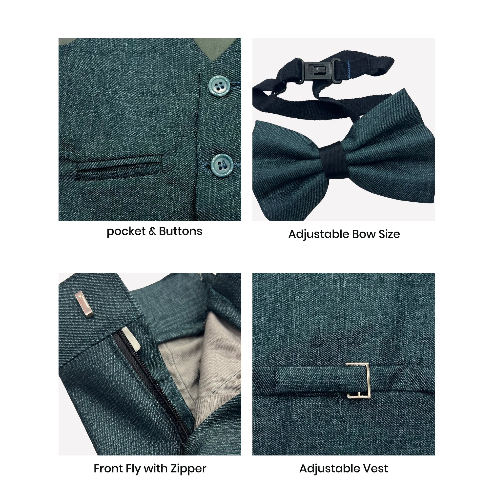 Baby Boy Dark Green Self Waistcoat Formal Set