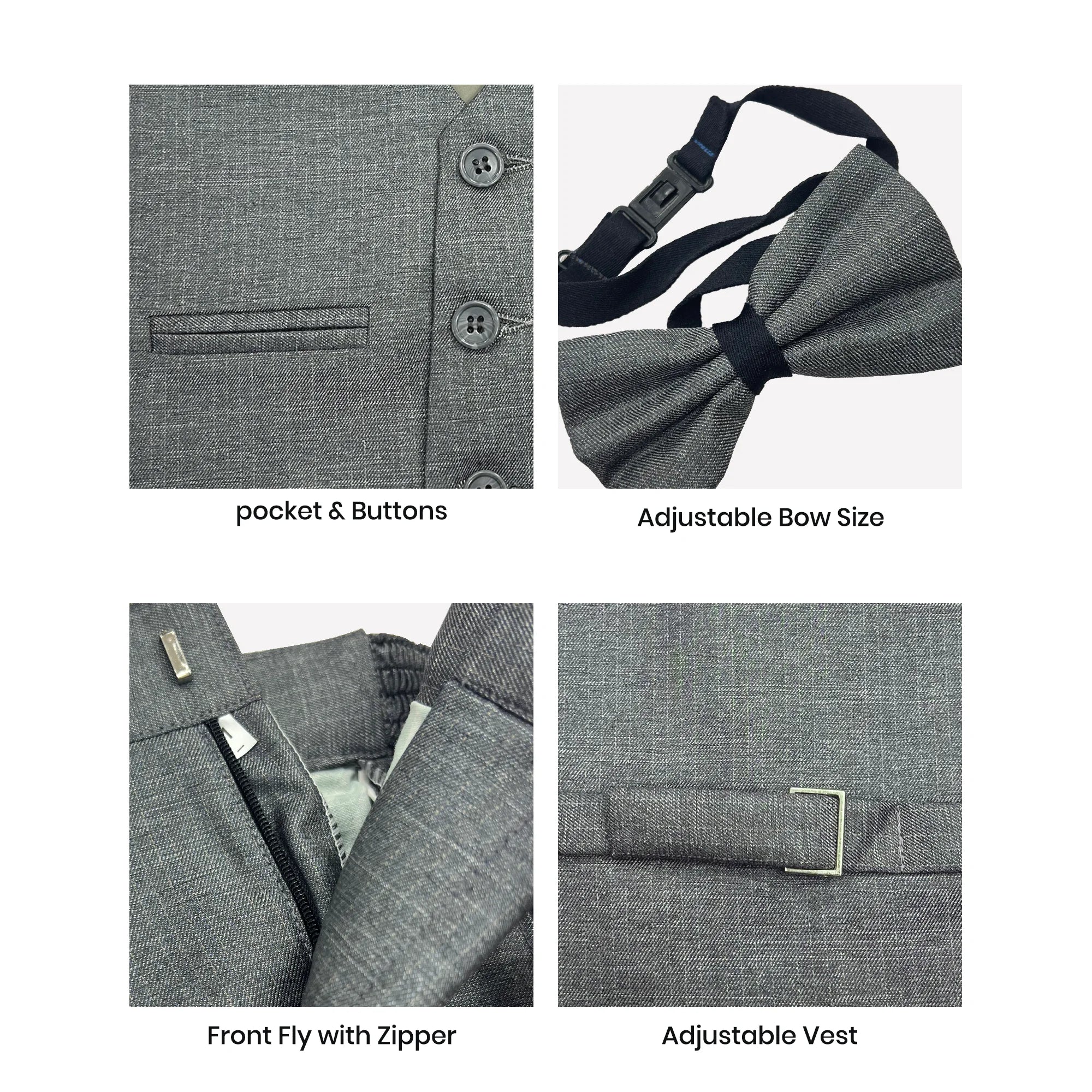 Baby Boy Light Grey Self Waistcoat Formal Set