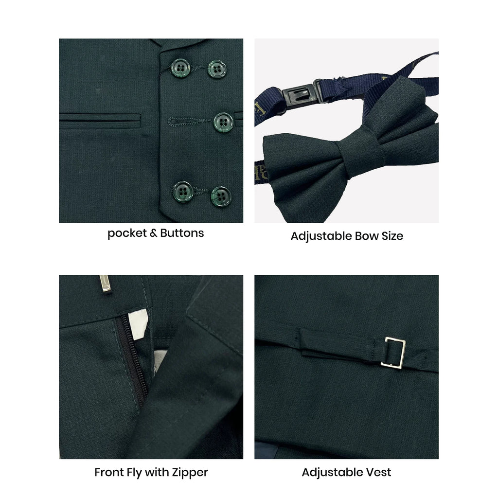 Baby Boy Bottle Green Six Button Waistcoat Formal Set