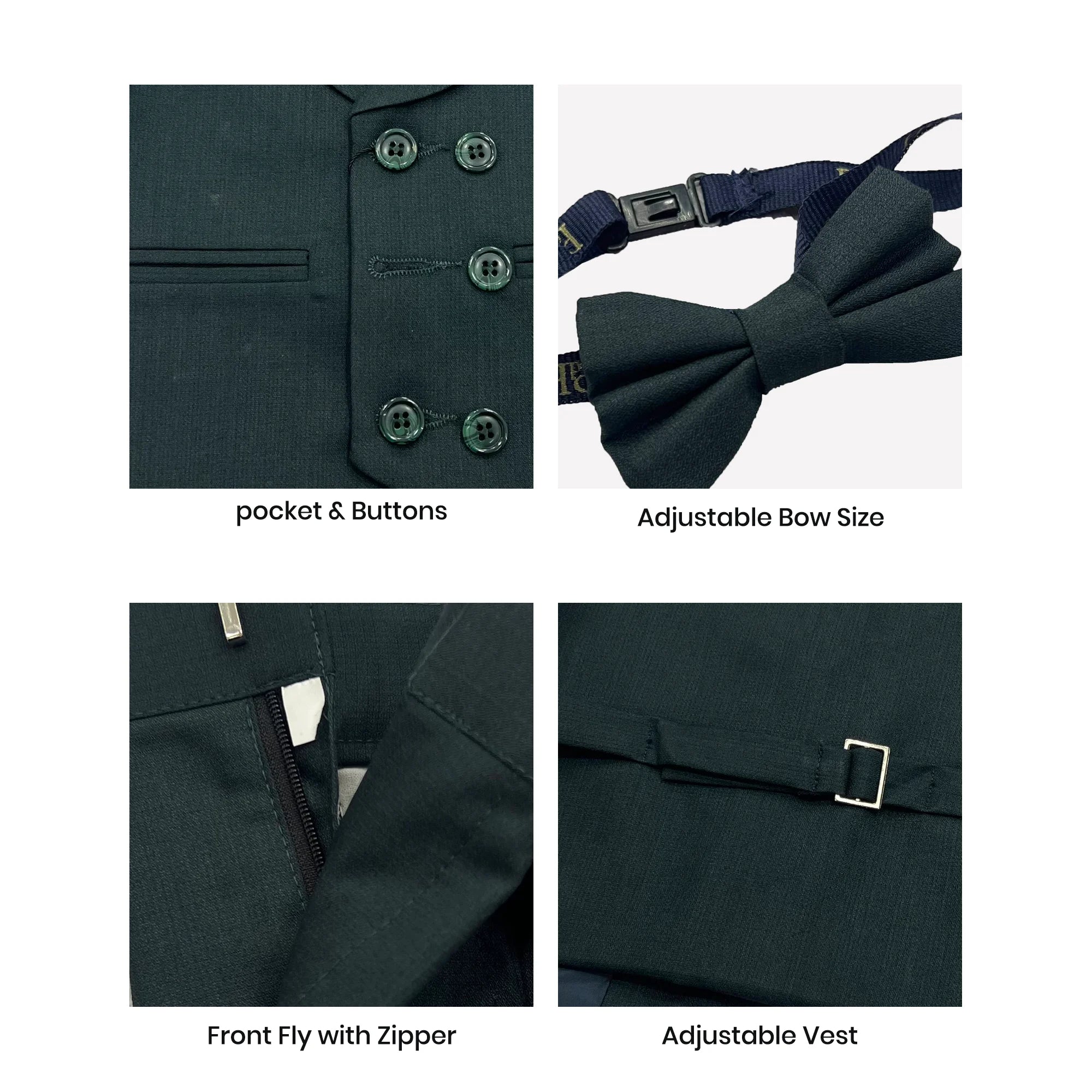 Baby Boy Bottle Green Six Button Waistcoat Formal Set