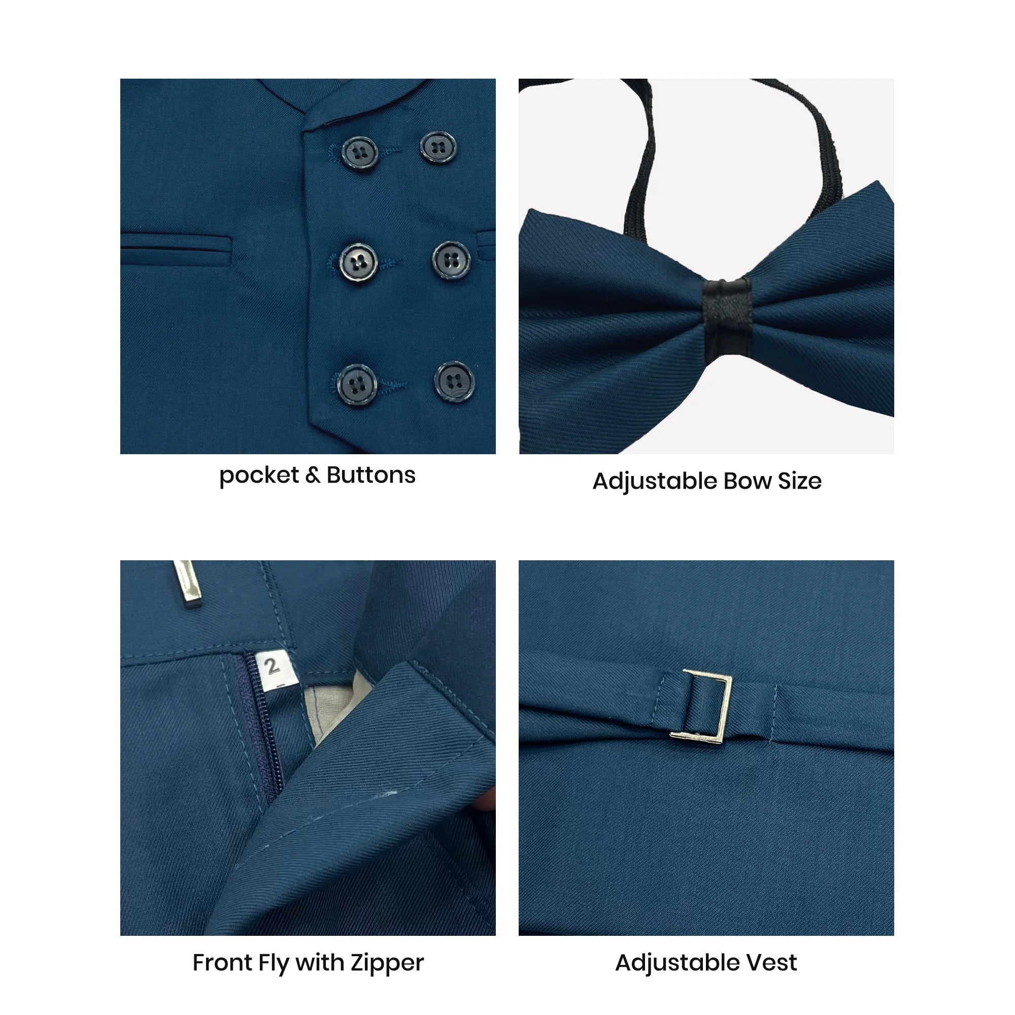 Baby Boy Marine Blue Six Button Waistcoat Formal Set