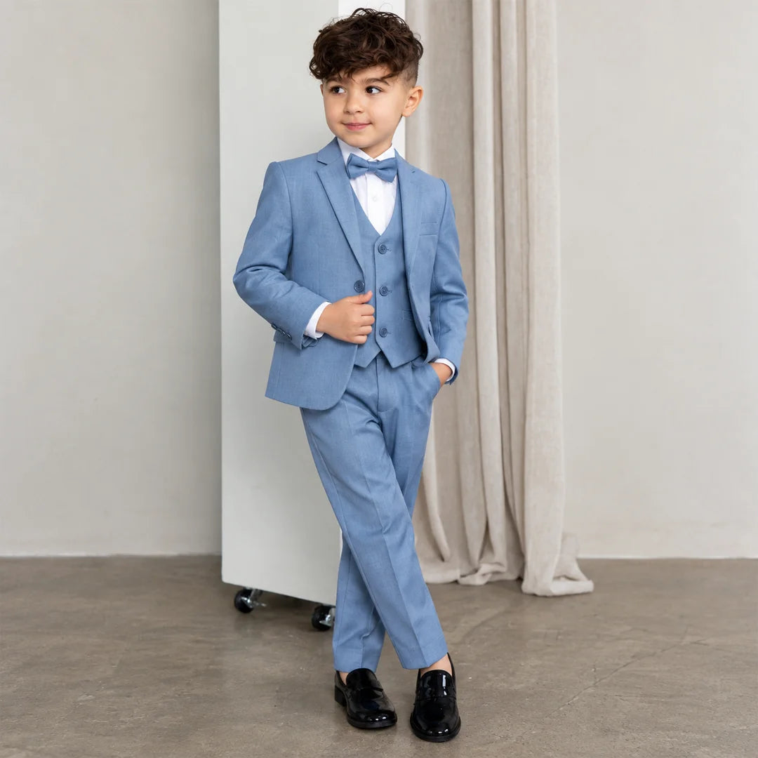Baby Boy 4 Piece Coat Formal Suit Light Blue