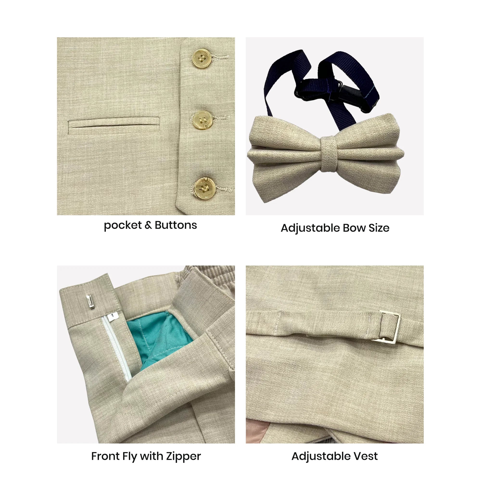 Baby Boy beige Self Waistcoat Formal Set