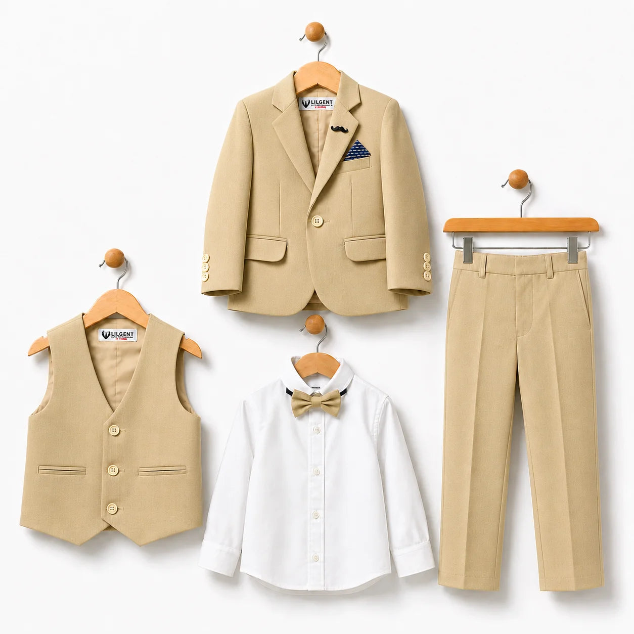 Baby Boy 4 Piece Coat Formal Suit Light Skin