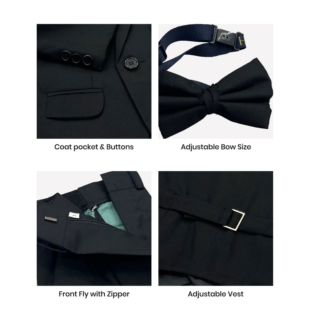 Baby Boy 4 Piece Coat Formal Suit Black