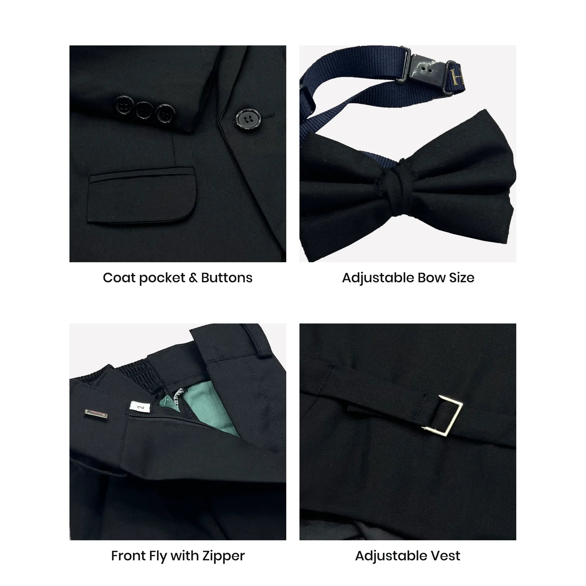 Baby Boy 4 Piece Coat Formal Suit Black