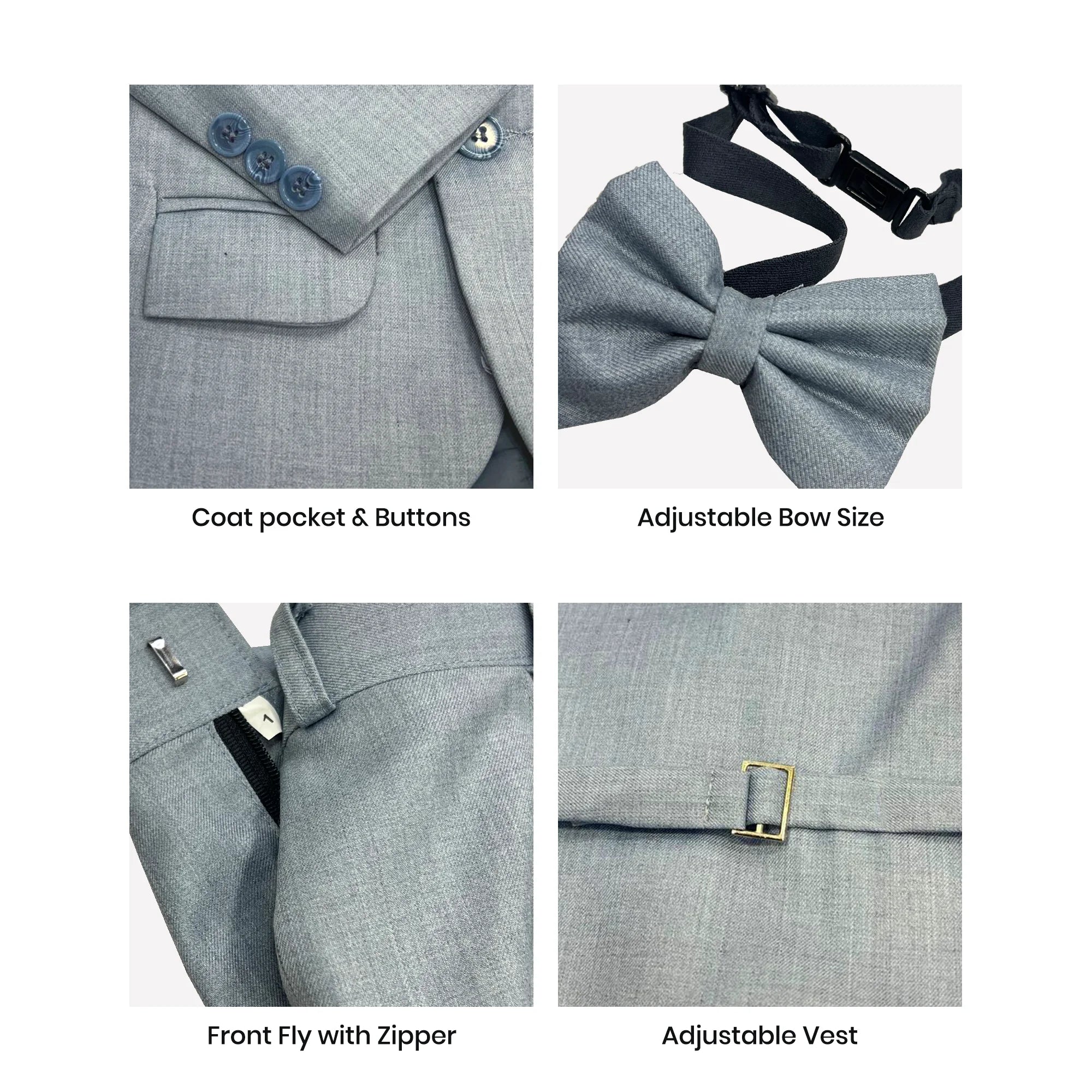 Baby Boy 4 Piece Plain Grey Formal Suit