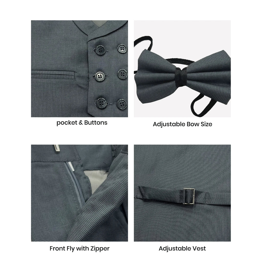 Baby Boy Smoke Grey Six button Waistcoat Formal Set