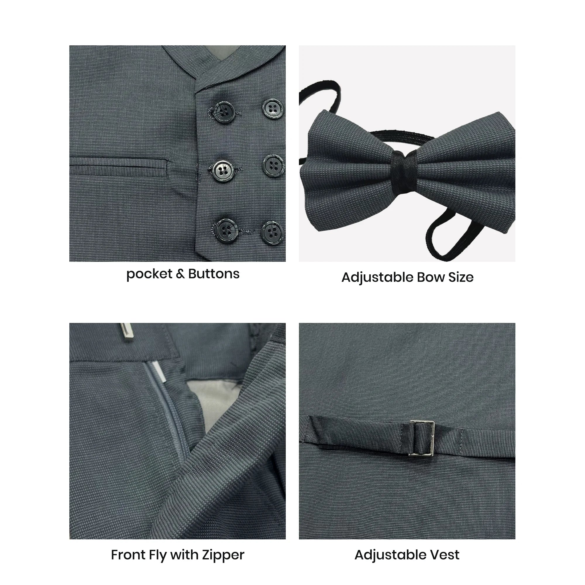 Baby Boy Smoke Grey Six button Waistcoat Formal Set