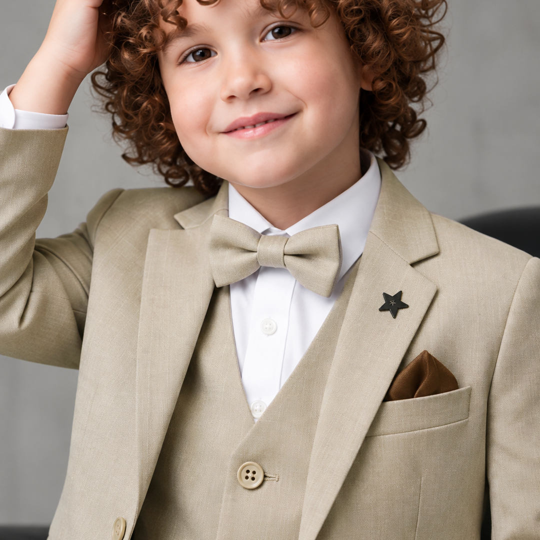 Baby Boy 4 Piece Beige Coat Formal Suit