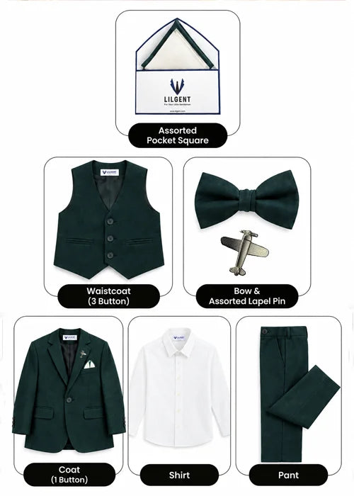 Baby Boy 4 Piece Teal Green Coat Formal Suit