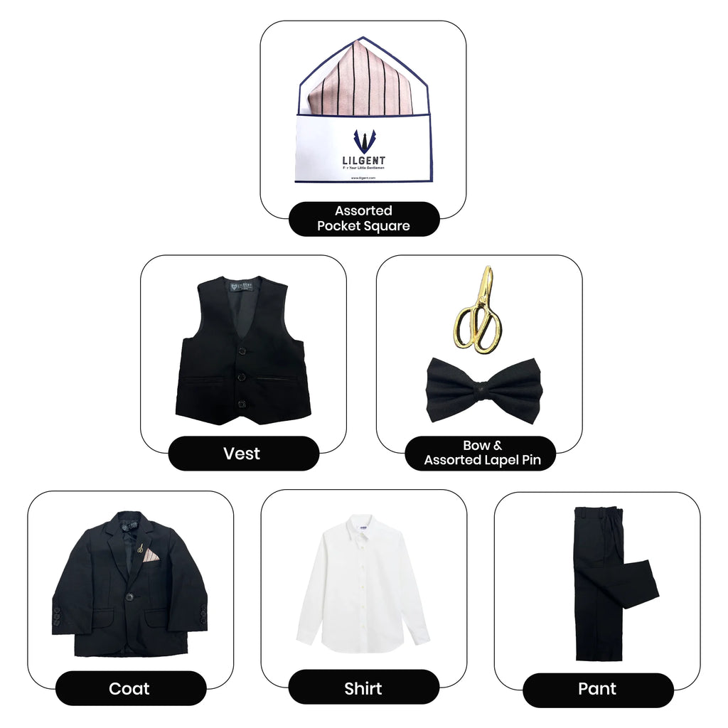 Baby Boy 4 Piece Plain Black Formal Suit