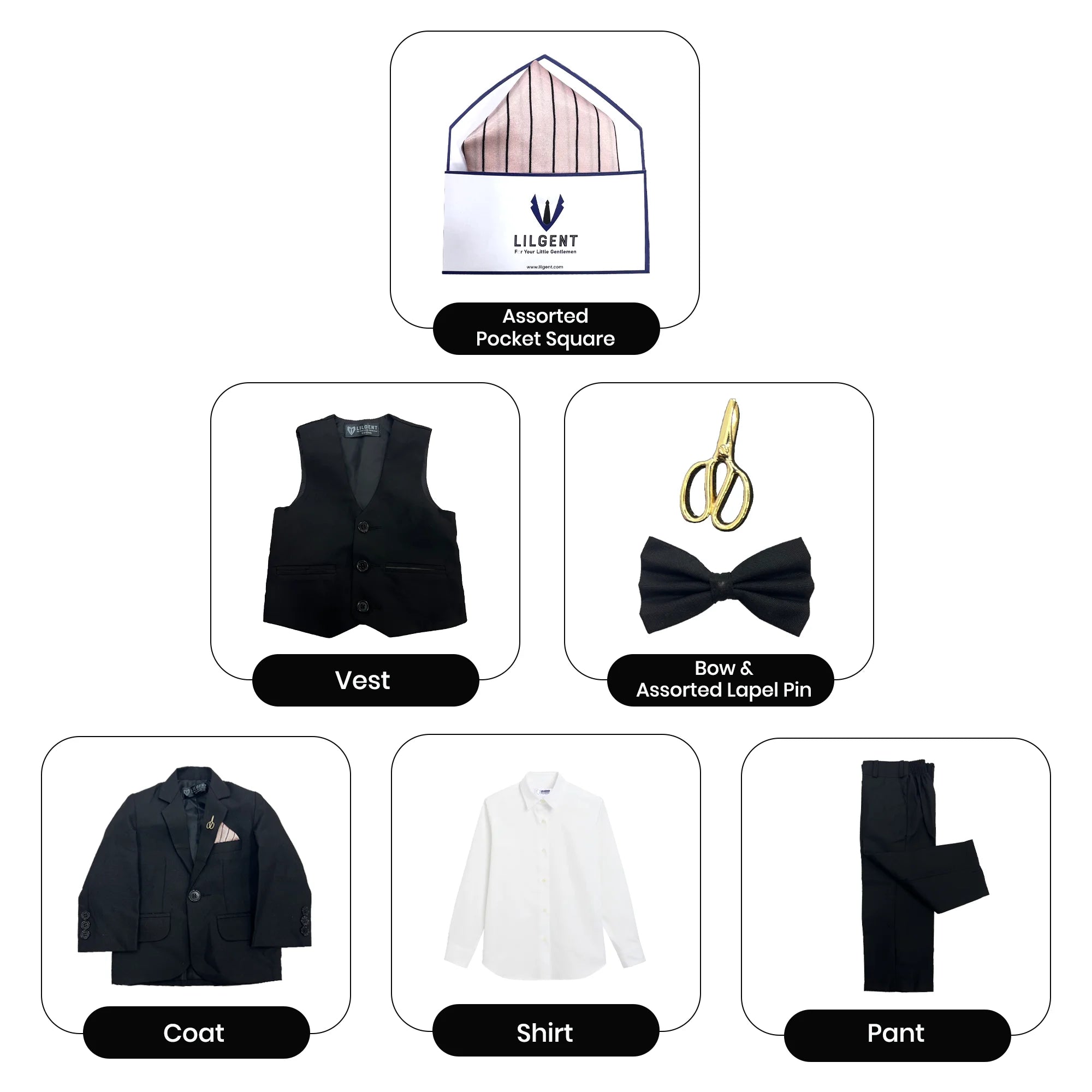 Baby Boy 4 Piece Plain Black Formal Suit