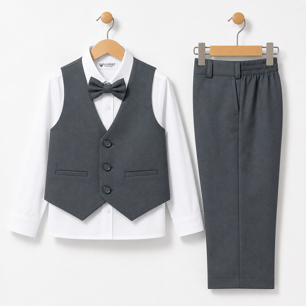 Baby Boy Medium Grey Waistcoat Formal Set