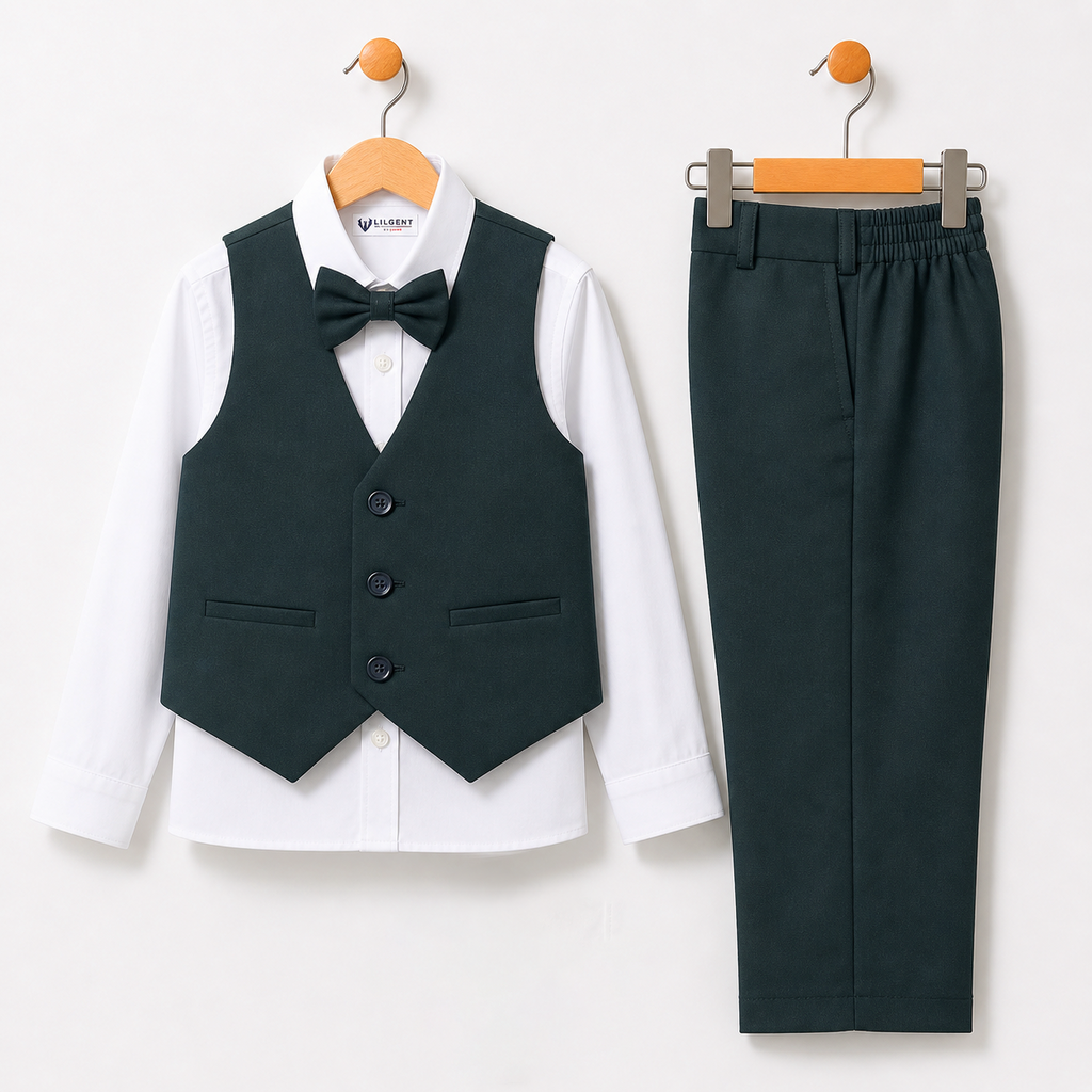 Baby Boy Bottle Green Waistcoat Formal Set