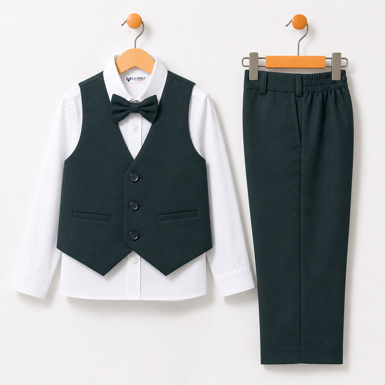 Baby Boy Bottle Green Waistcoat Formal Set