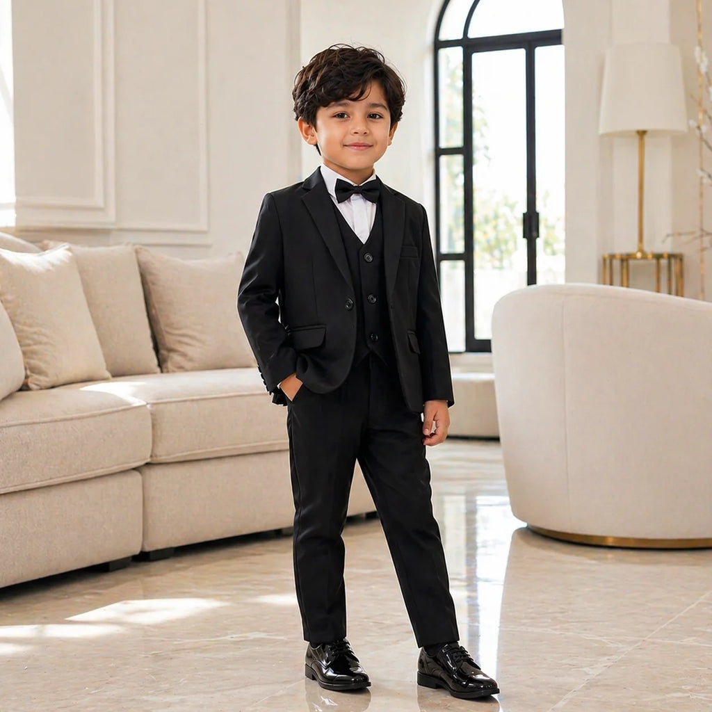 Baby Boy 4 Piece Coat Formal Suit Black
