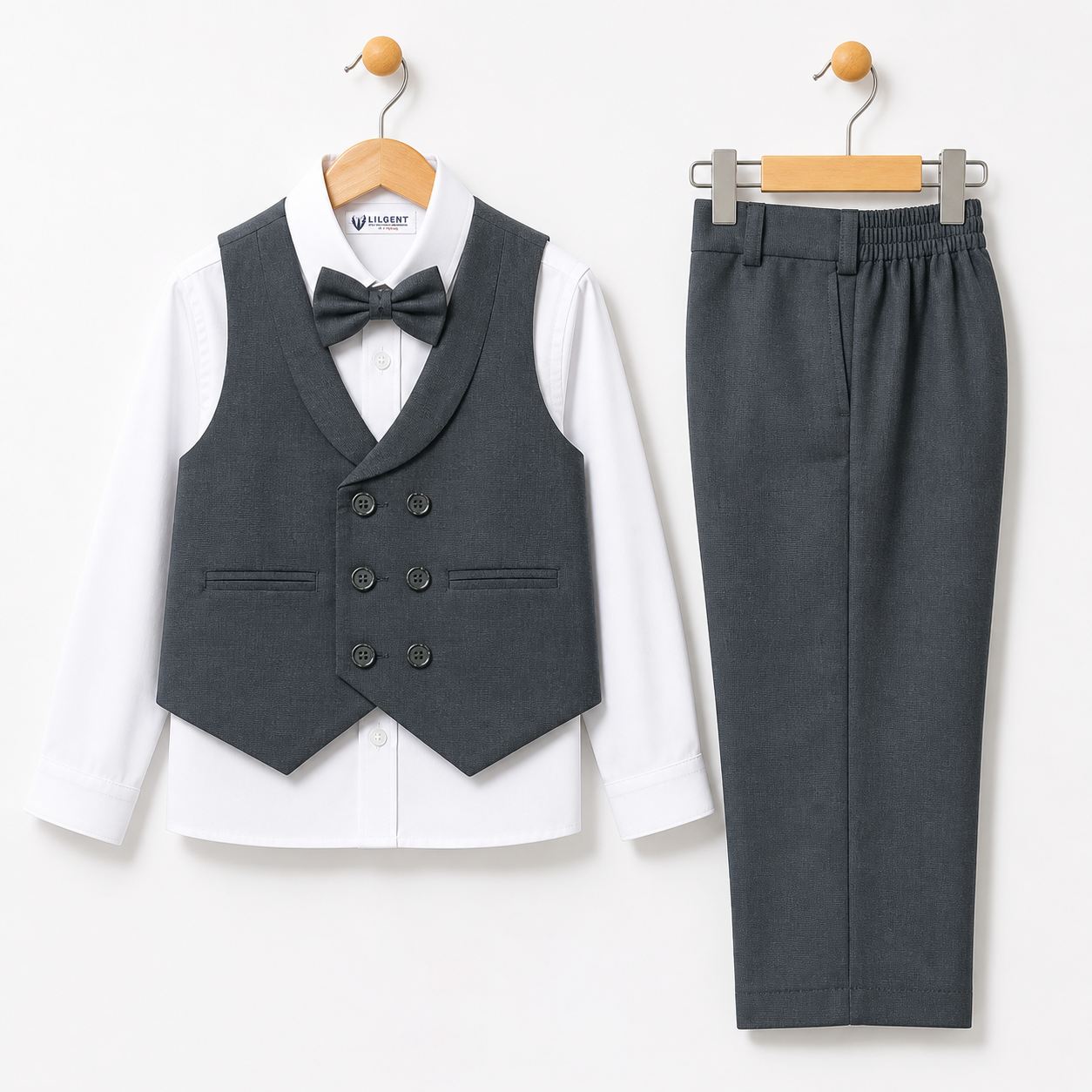 Baby Boy Smoke Grey Six button Waistcoat Formal Set