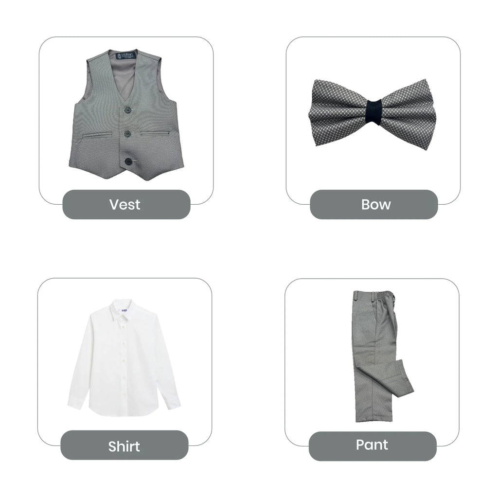Baby Boy Light Grey Self Waistcoat Formal Set