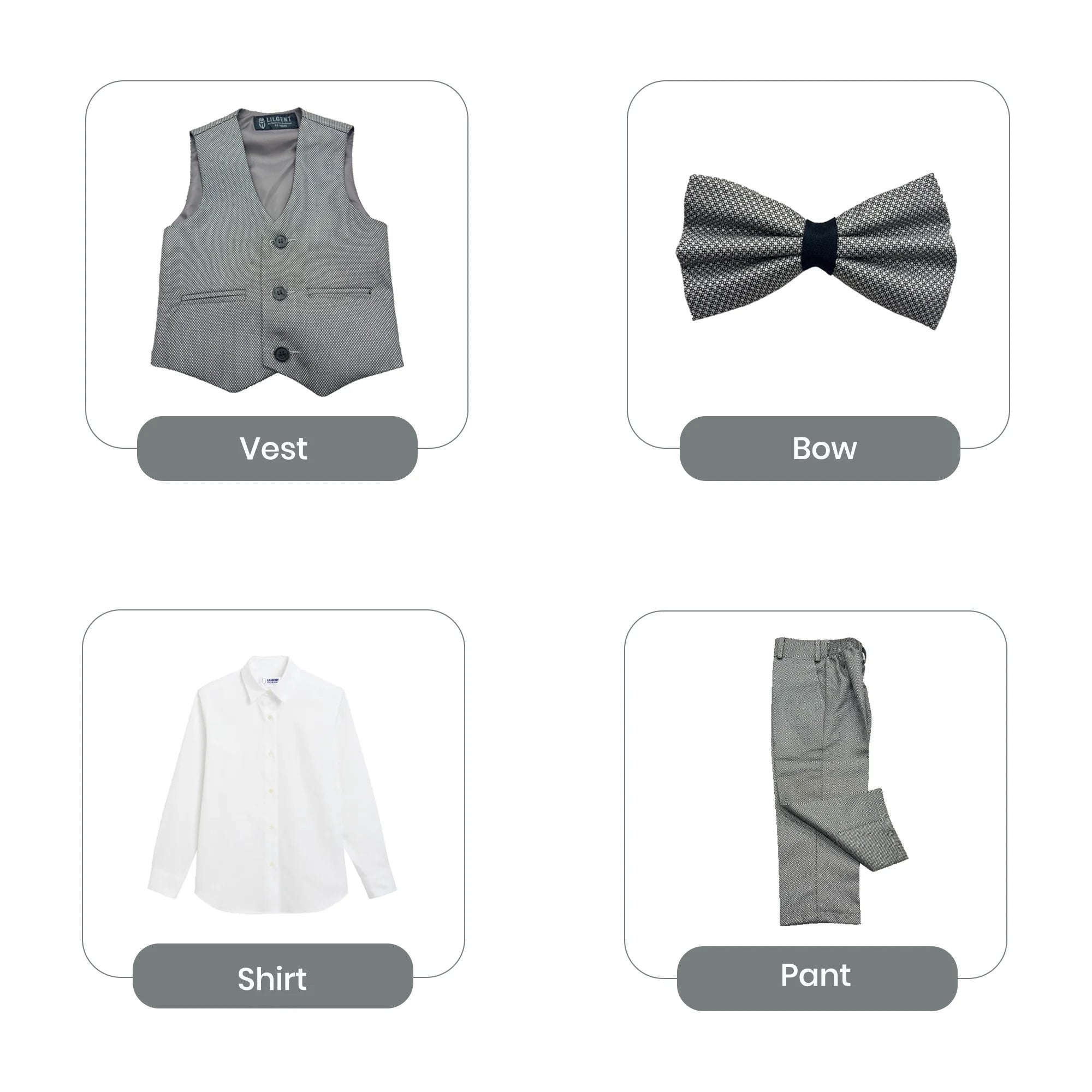 Baby Boy Light Grey Self Waistcoat Formal Set