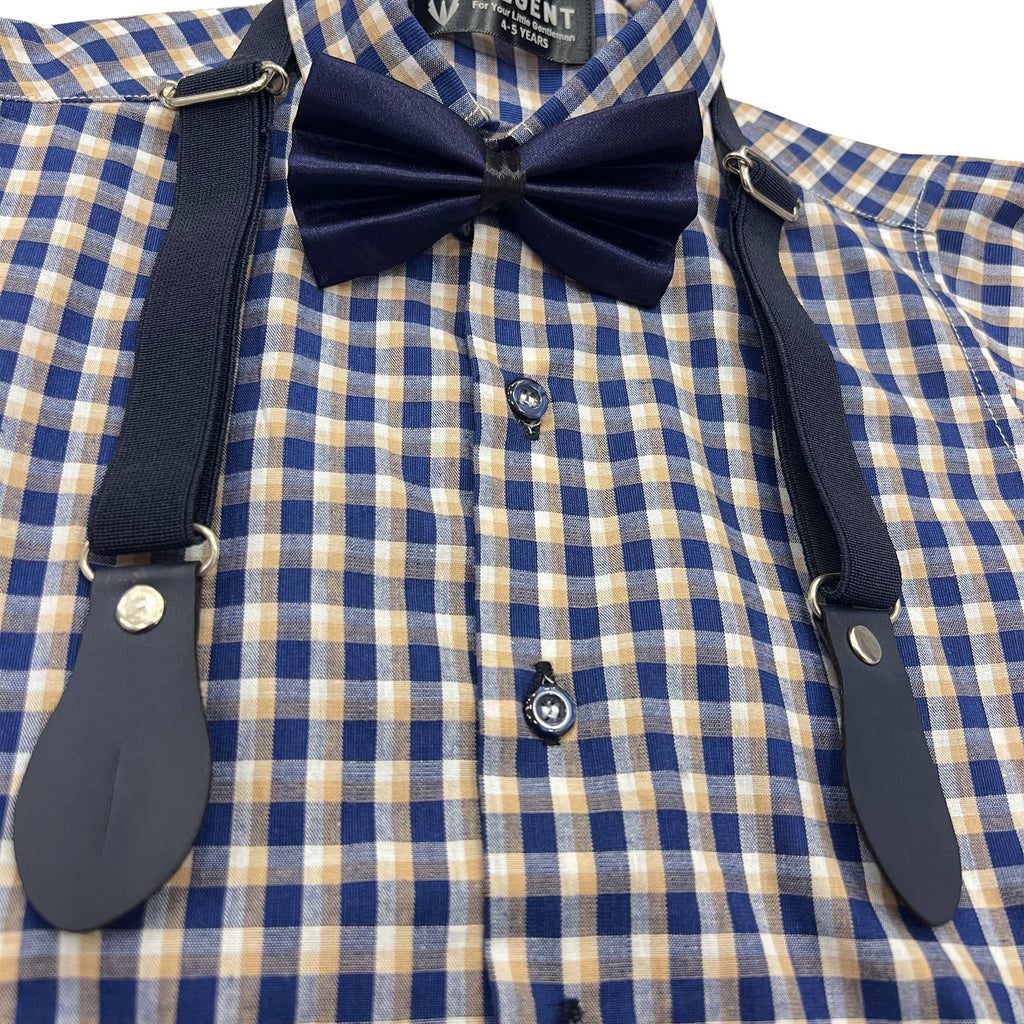 Baby Boy 4 Piece navy / Skin Check Print Formal set