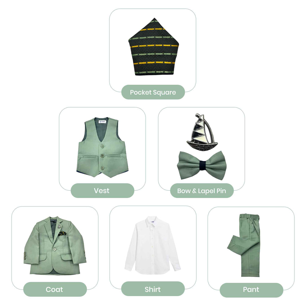 Baby Boy 4 Piece Green Formal Suit