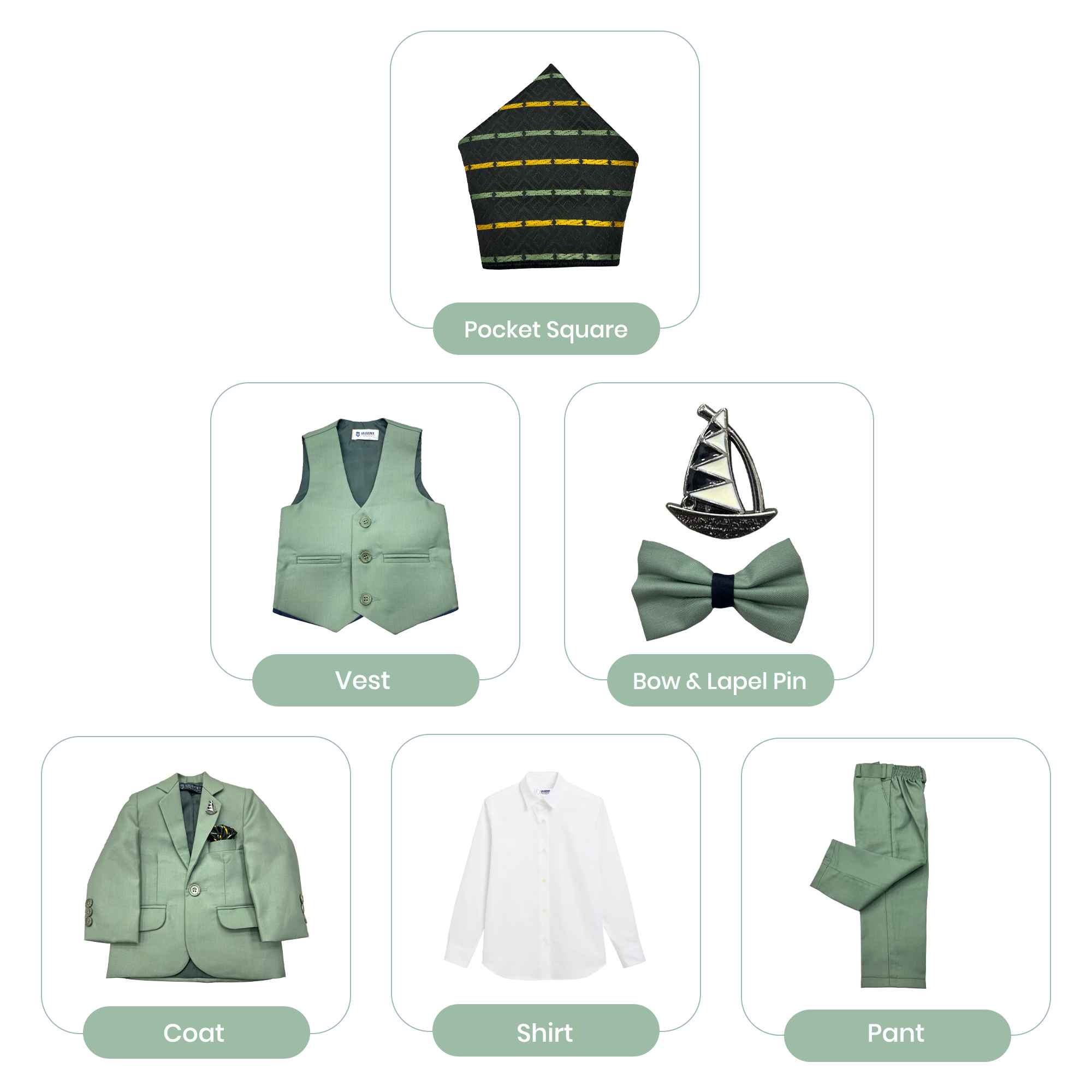 Baby Boy 4 Piece Green Formal Suit
