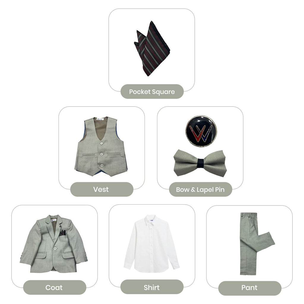 Baby Boy 4 Piece Grey / Greenish Formal Suits