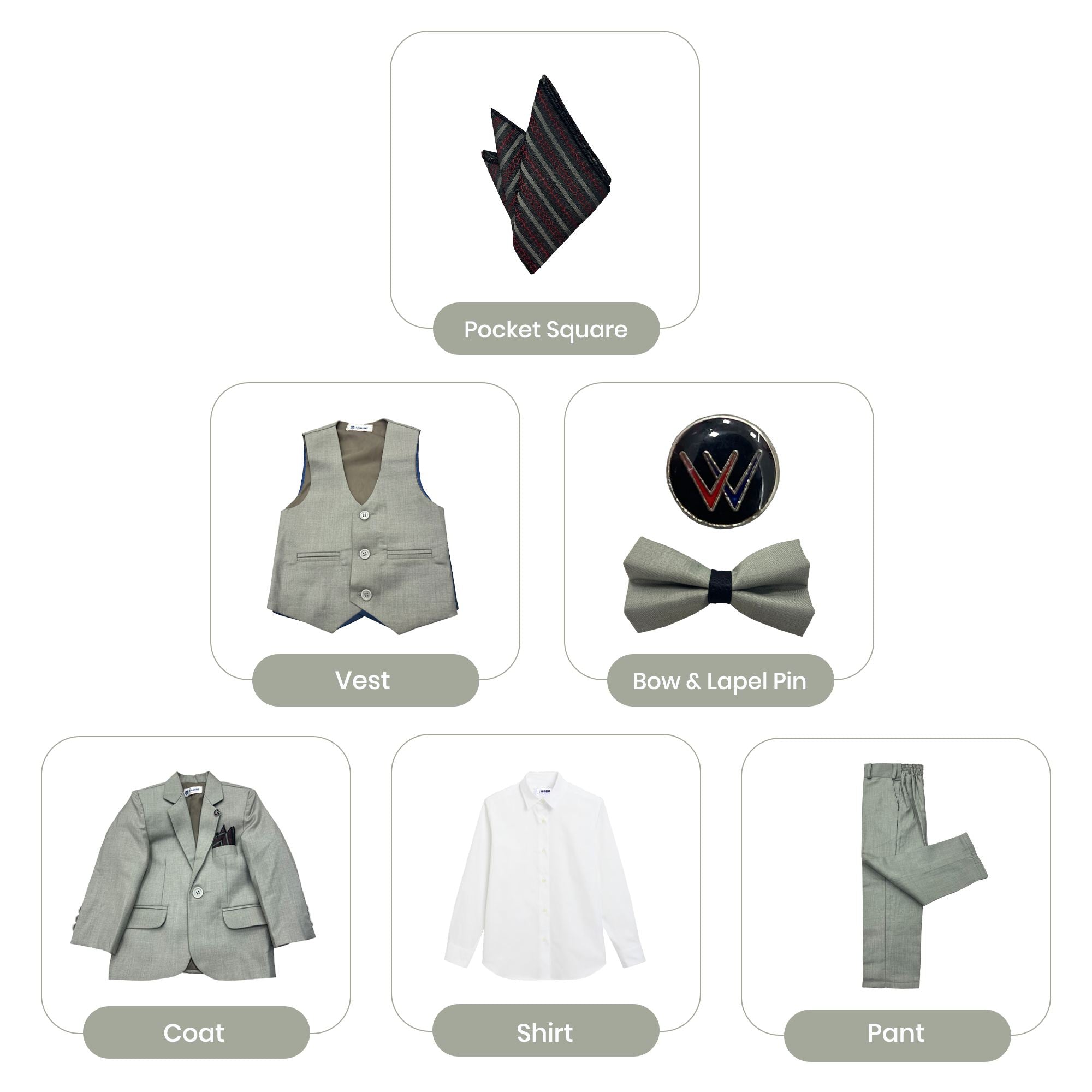 Baby Boy 4 Piece Grey / Greenish Formal Suits