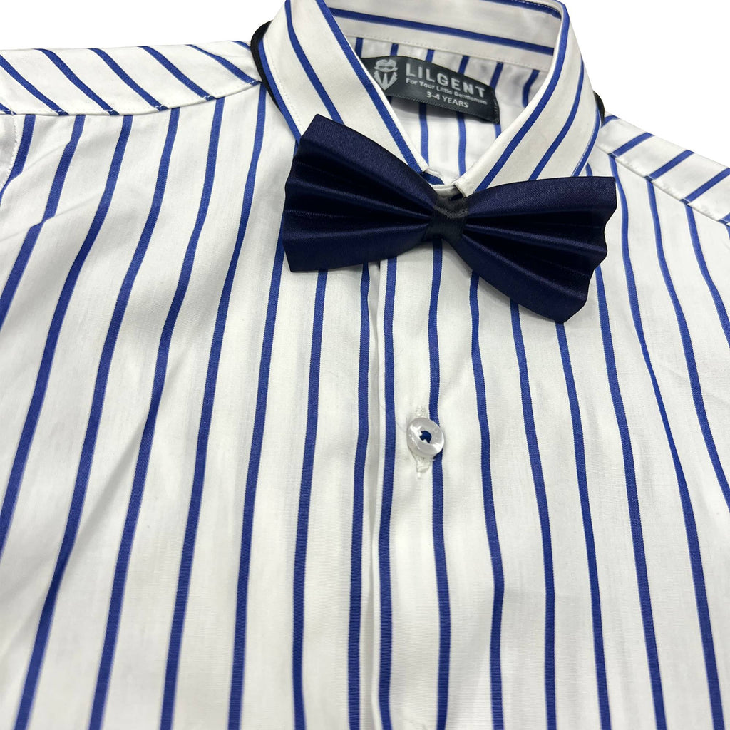 Baby Boy 4 Piece Set White / Blue Stripes Formal Set