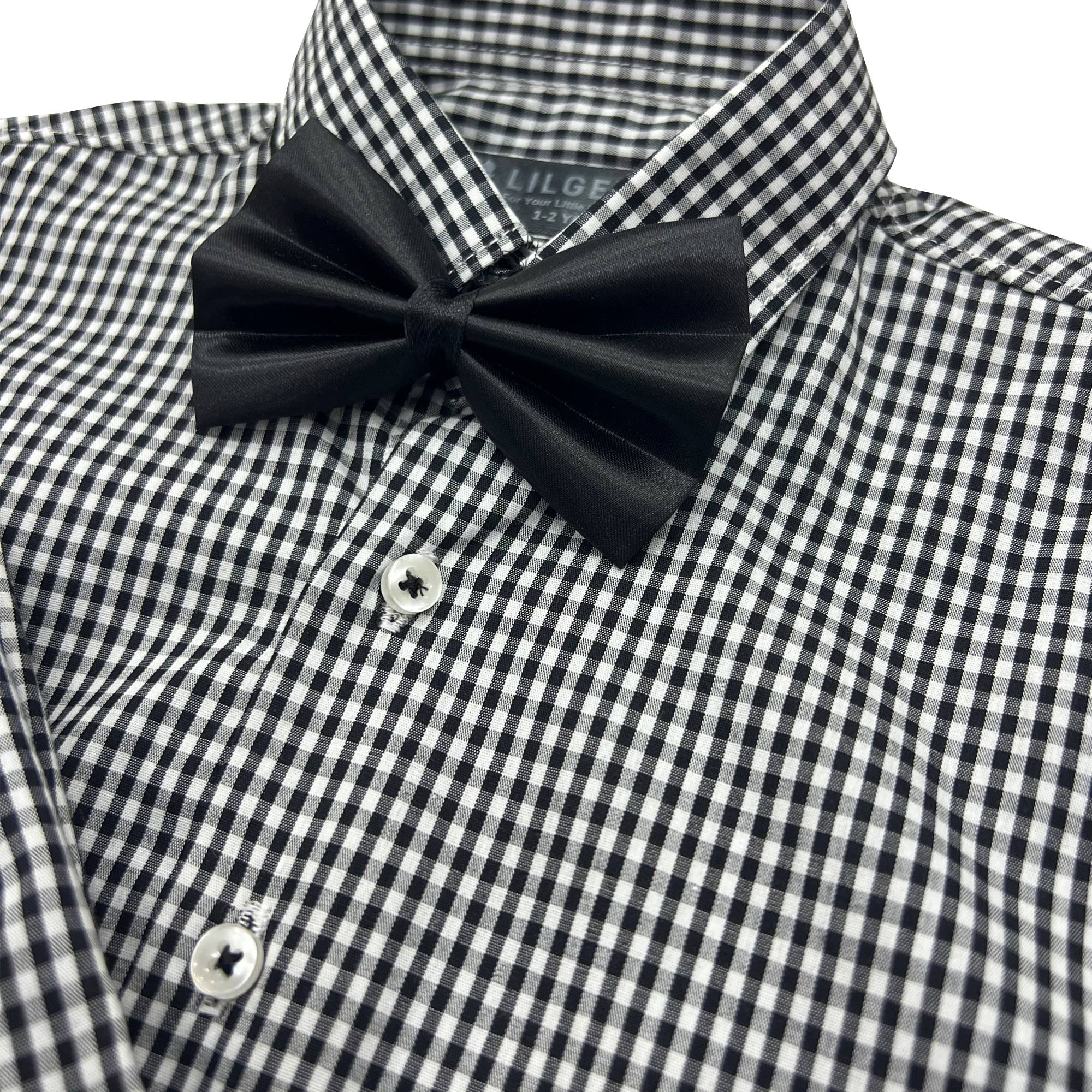 Baby Boy 4 Piece Set Black Checked Print Formal Set