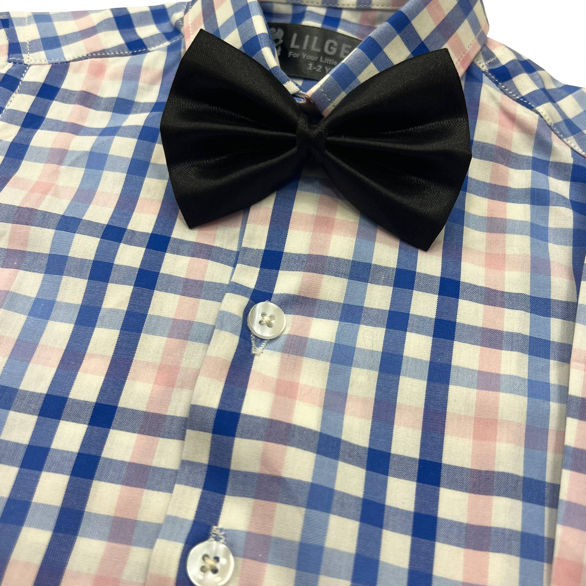 Baby Boy 4 Piece Multi Check Print Black pant Formal set