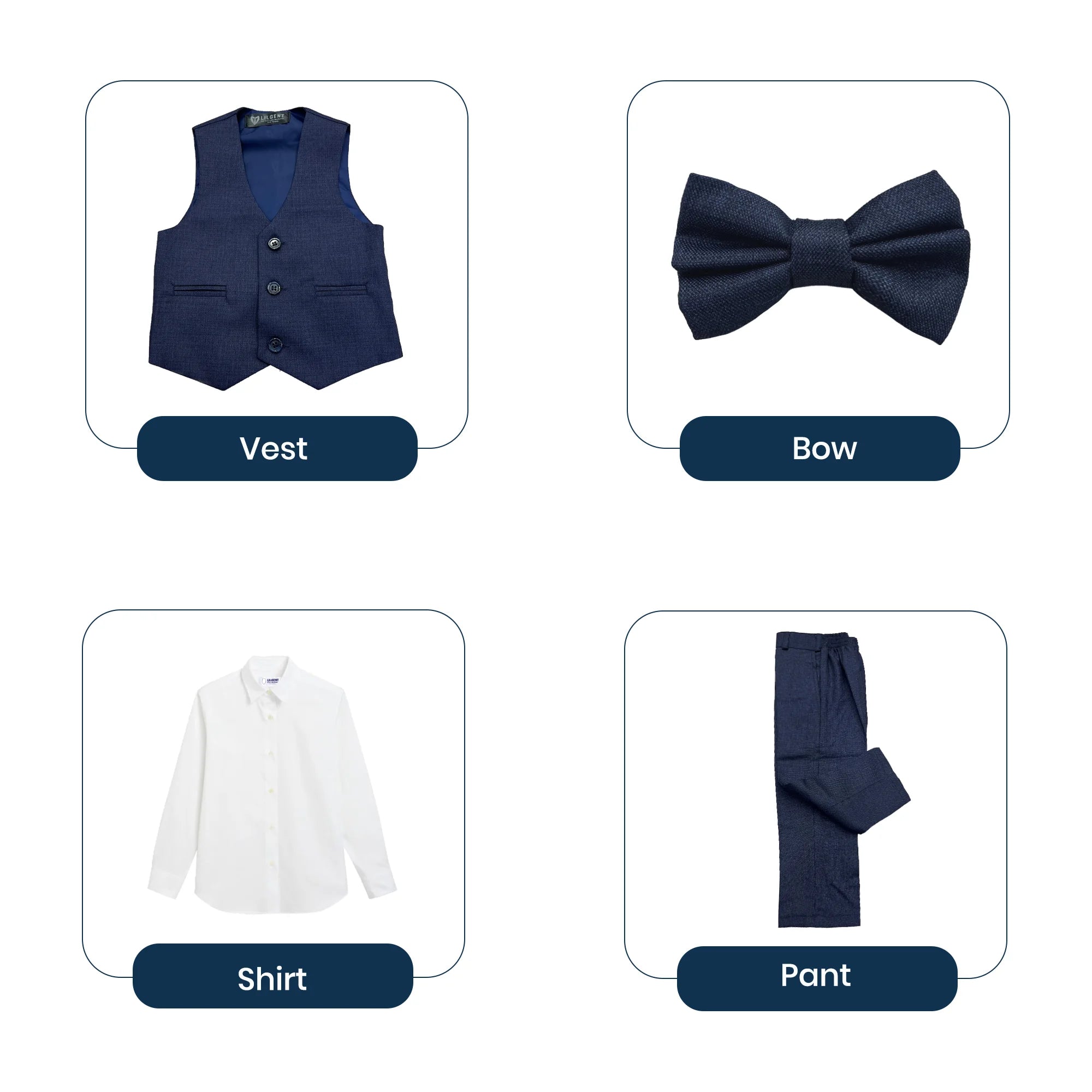 Baby Boy Dark Blue Self Waistcoat Formal Set