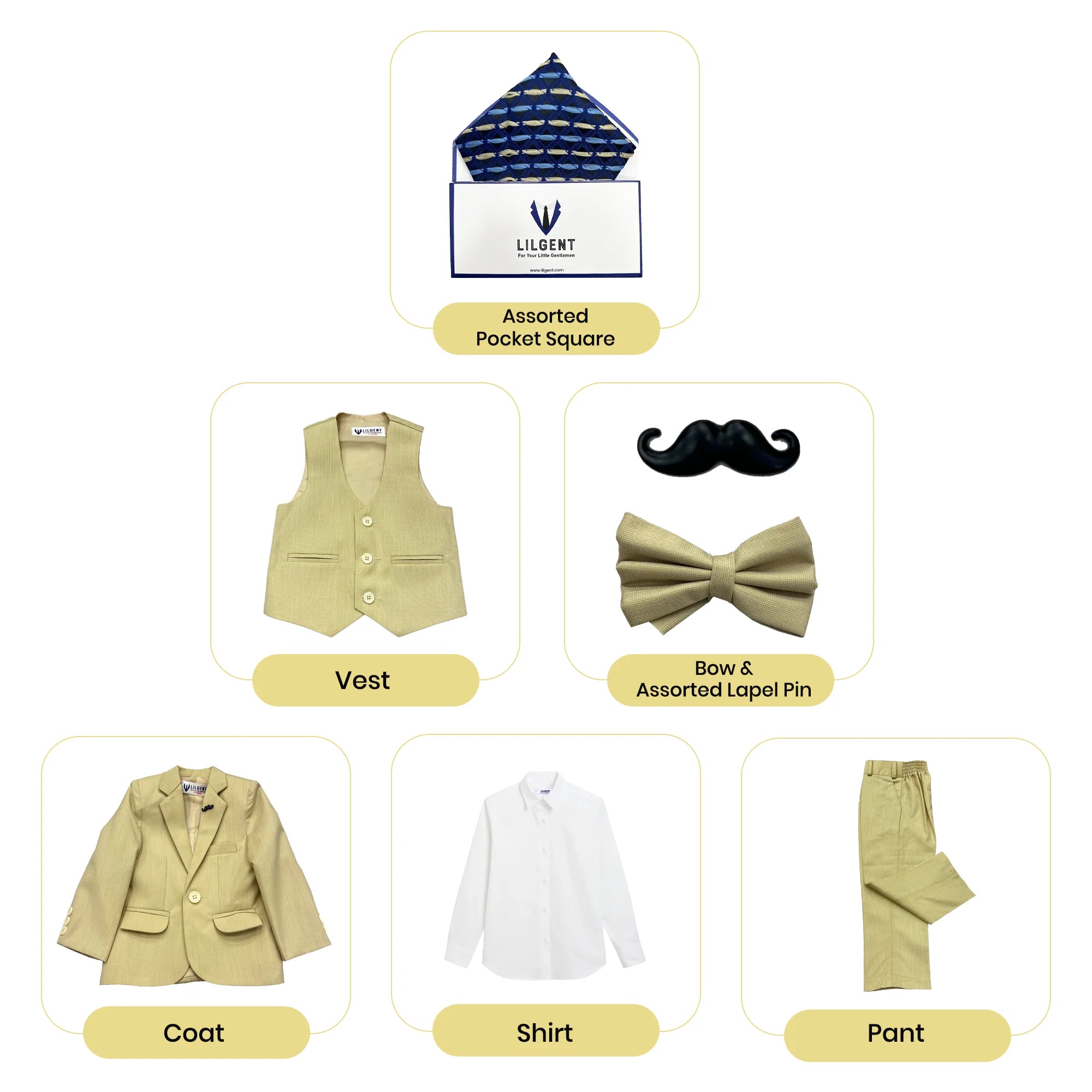 Baby Boy 4 Piece Coat Formal Suit Light Skin