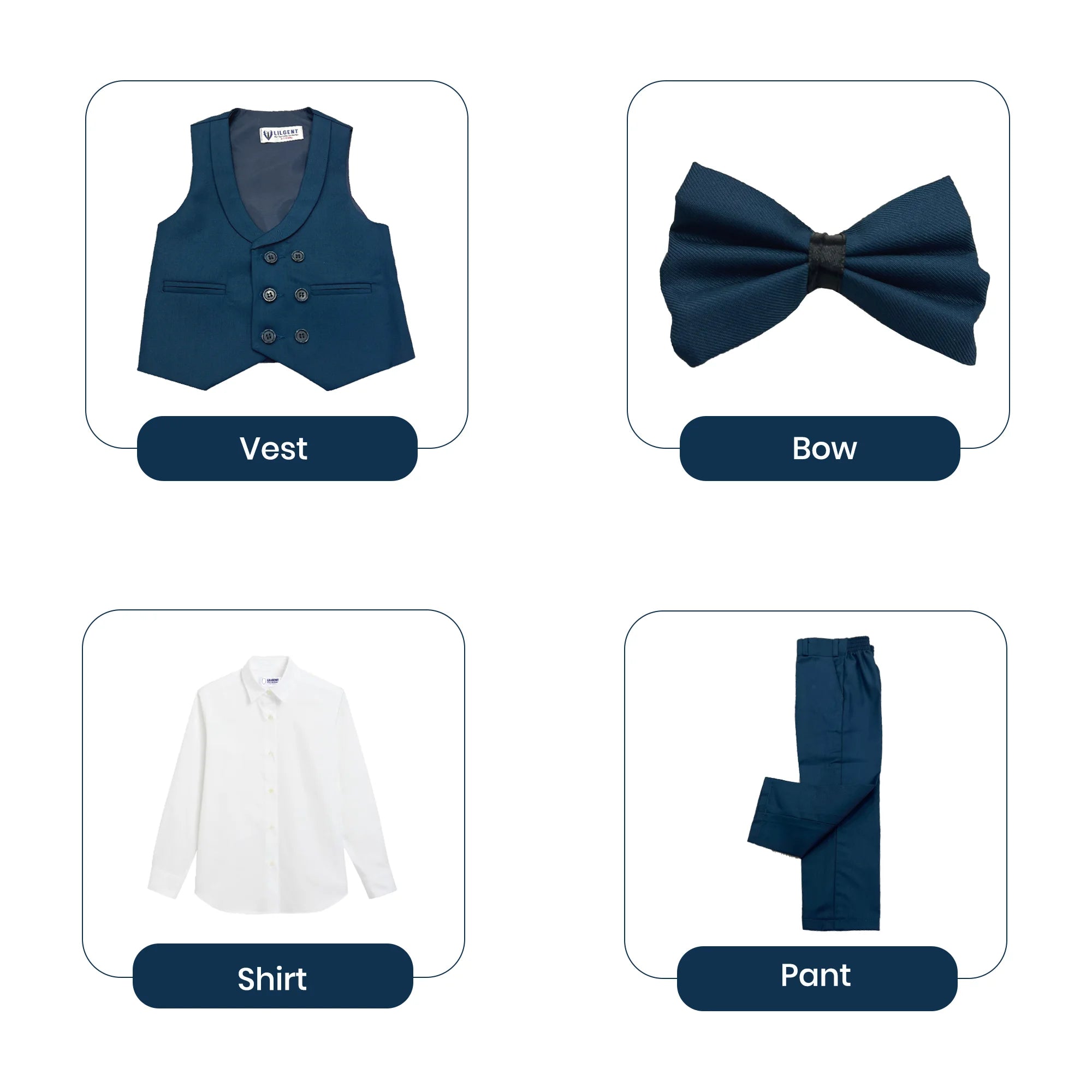 Baby Boy Marine Blue Six Button Waistcoat Formal Set