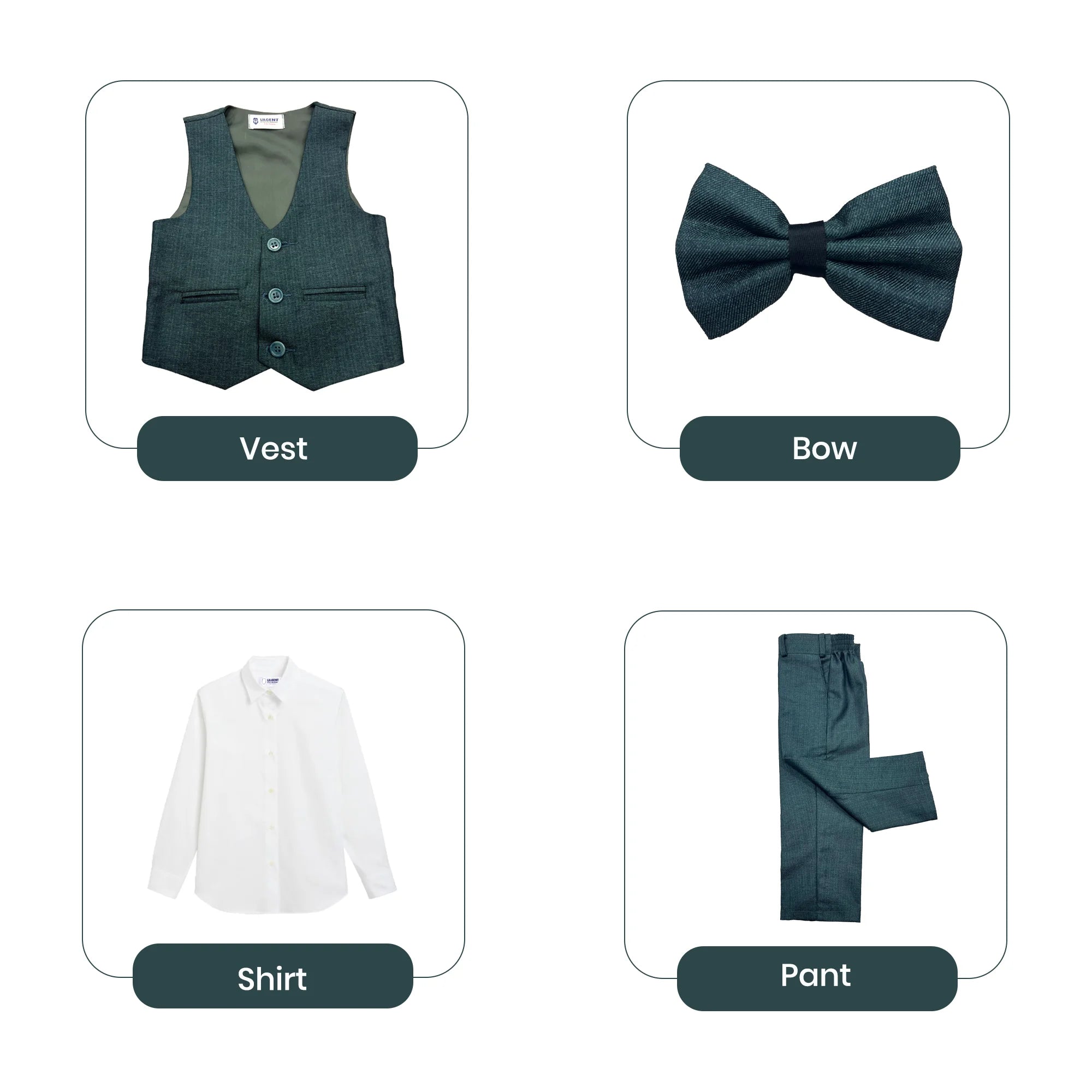Baby Boy Dark Green Self Waistcoat Formal Set